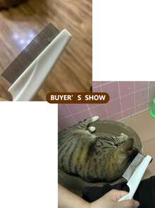 1pc Pet Flea Tick Remover Stainless Steel Comfort Hair Grooming Comb Lice Removal Cleaner Comb - Blue - View 7