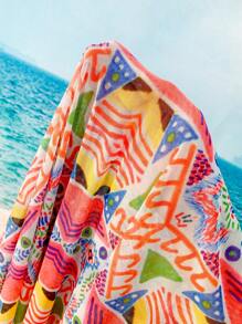 Geo Print Knot Side Cover Up Skirt - Multicolor - View 8