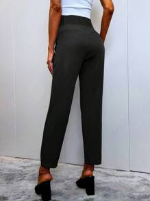 Aveloria High Waist Belted Straight Leg Pants - Black - View 2