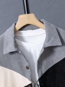 SHEIN 男孩撞色前紐扣夾克不帶T恤 - 彩色 - 查看 4