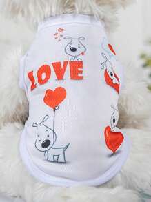 1 Máy Tính Ở Thoáng Mát Và Phong Cách, in Chữ Chó Lưới Áo Vest Quần Áo Cho Mùa Hè Thú Cưng Trang Phục Nhỏ Lớn - Đỏ - Xem 1