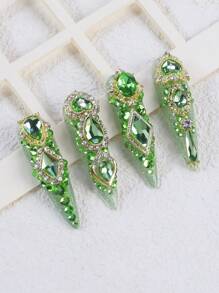 Trang trí móng tay nghệ thuật bằng đá Rhinestone Jade, 20 viên đá Rhinestone 3D trang trí móng tay nghệ thuật cho móng tay Acrylic, vật dụng làm móng DIY - Màu xanh Bạc hà - Xem 4