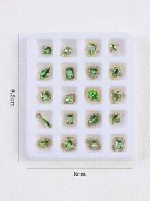 Trang trí móng tay nghệ thuật bằng đá Rhinestone Jade, 20 viên đá Rhinestone 3D trang trí móng tay nghệ thuật cho móng tay Acrylic, vật dụng làm móng DIY - Màu xanh Bạc hà - Xem 5