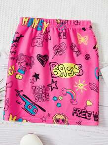 SHEIN 小女童卡通圖案半身裙