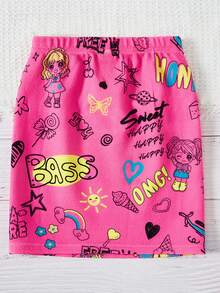 SHEIN 小女童卡通圖案半身裙