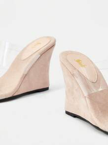 SheIn VCAY Xăng đan đế xuồng thời trang cho nữ, Xăng đan quai trong suốt đôi - Màu be - Xem 7