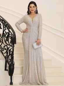 Missord Đầm Lộ Lưng màu trơn Buổi tiệc - Bạc - Xem 1