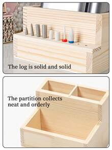 1 Máy Khoan Móng Tay Bằng Gỗ & Hộp Bảo Quản Mũi Khoan, Hộp Đựng Dụng Cụ Làm Móng Tay Bền Đẹp, Thiết Bị Làm Móng, Mũi Mài Và Phụ Kiện Khoan - Màu vàng - Xem 3