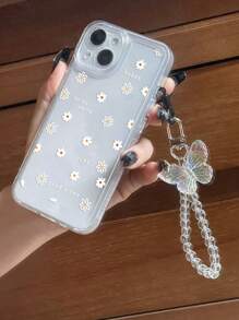 1 Vỏ điện thoại trong suốt in hoa có dây buộc trang trí hình con bướm - Trong sáng - Xem 2