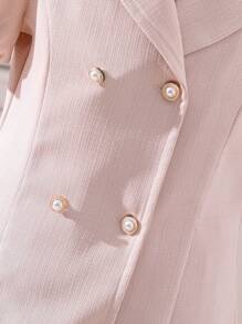 SHEIN Cô gái Tween Ống tay áo Đôi ngực Đầm - Màu Hồng baby - Xem 6