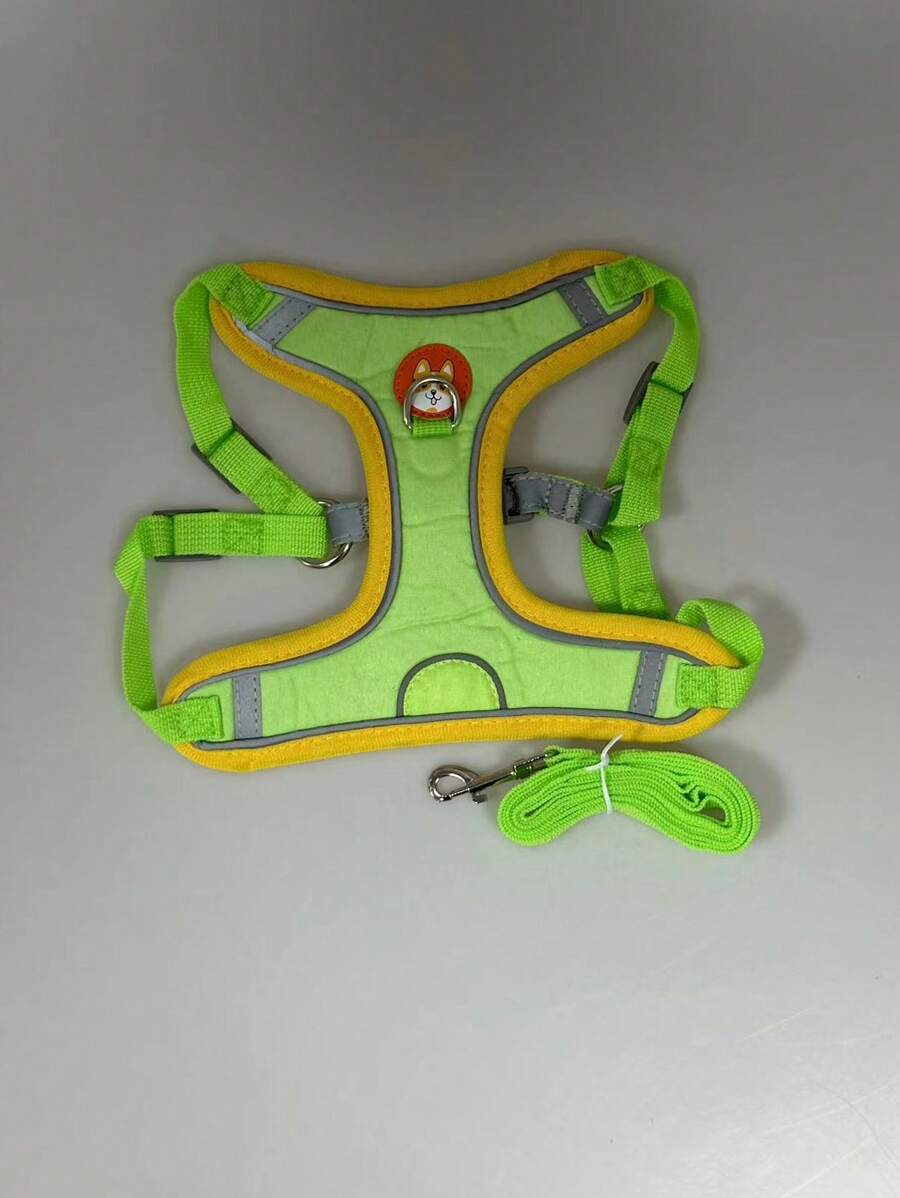 1 pieza Arnés para mascotas con estampado de perro con diseño de parche para perro para exterior - Verde - Ver 1