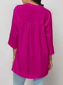 SHEIN LUNE Casual Eenkleurig Blouse Hoog Laag