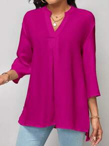 SHEIN LUNE Casual Eenkleurig Blouse Hoog Laag