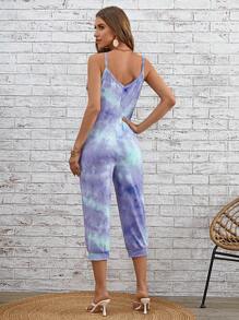 SHEIN LUNE Áo liền quần nữ Túi Cà vạt nhuộm Giải trí - Màu Lilac Tím - Xem 2
