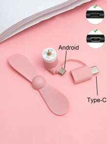 Portable Mini Phone Fan - Baby Pink - View 2