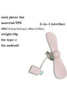 Portable Mini Phone Fan - Baby Pink - View 3