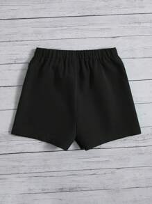 SHEIN LUNE 素色圍裹下擺裙裤 - 黑色 - 查看 2