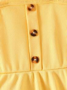 SHEIN Đầm em bé Nút Tương phản Mesh Hoa - Màu vàng - Xem 6