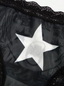 Be Kind and Love Yourself Anime Đồ họa Hoạt hình Ren tương phản Quần nữ - màu đen - Xem 6