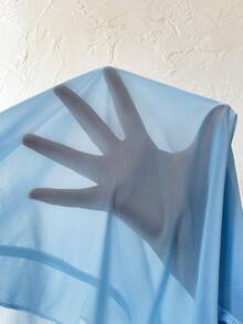 Celure Plus Ruffle Trim Flare Sleeve Knot Front Chiffon Blouse Without Bra - Blue - View 6