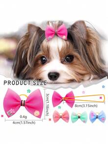 10pcs Bow Decor Random Pet Hair Tie - Multicolor - View 3