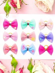 10pcs Bow Decor Random Pet Hair Tie - Multicolor - View 4
