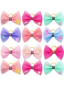 10pcs Bow Decor Random Pet Hair Tie - Multicolor - View 6