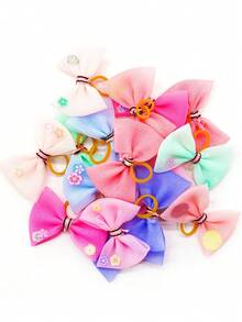 10pcs Bow Decor Random Pet Hair Tie - Multicolor - View 8