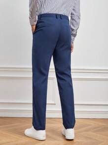 Manfinity NiteLyfe 男士素色斜口袋長褲 - 藏蓝色 - 查看 2