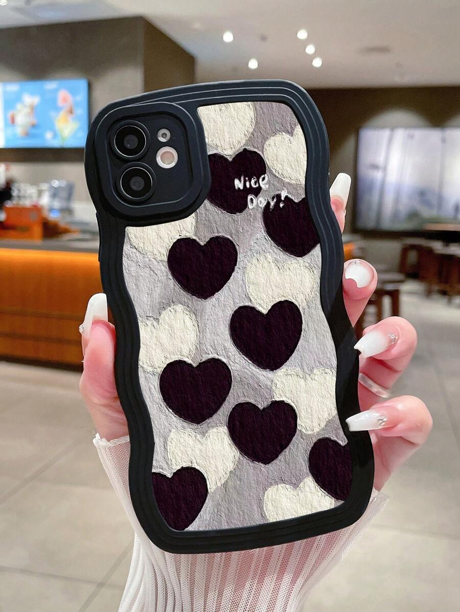 Ốp điện thoại in hình trái tim, phiên bản quốc tế, không phải phiên bản nội địa. - màu đen - Xem 1