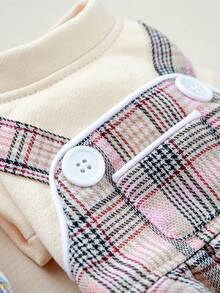 1pc Plaid Pattern Pet Jumpsuit - White - View 3