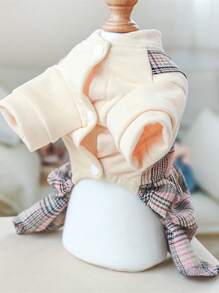 1pc Plaid Pattern Pet Jumpsuit - White - View 9