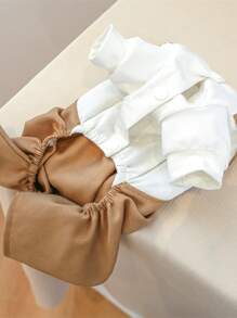 1pc Letter Embroidered Pet Jumpsuit - Khaki - View 3