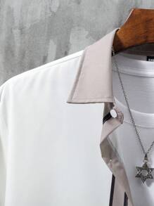 Manfinity Homme Men Striped Print Shirt Without Tee - White - View 3