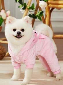 PETSIN 1入組豬設計連帽寵物連體褲適用於貓和小狗 - 彩色 - 查看 2