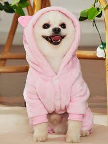 PETSIN 1入組豬設計連帽寵物連體褲適用於貓和小狗 - 彩色 - 查看 3