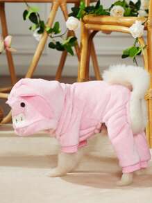 PETSIN 1入組豬設計連帽寵物連體褲適用於貓和小狗 - 彩色 - 查看 5