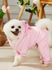 PETSIN 1入組豬設計連帽寵物連體褲適用於貓和小狗 - 彩色 - 查看 7