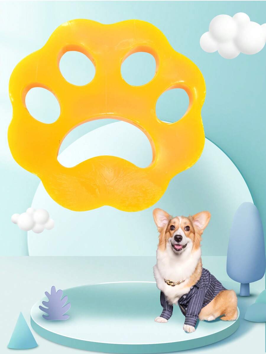 1pc Cartoon Paw Design Pet Hair Removal Tool For Dog And Cat For All Season - Yellow - View 1