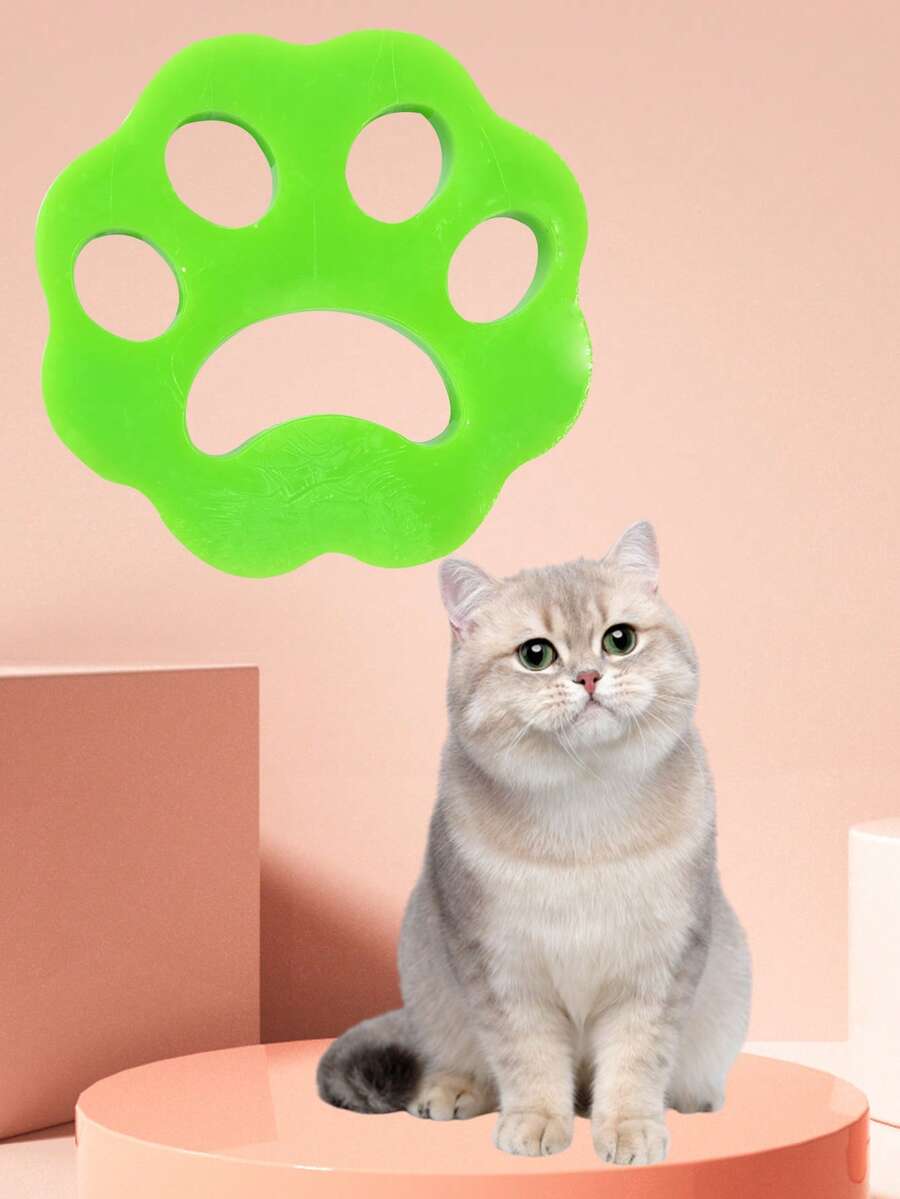 1pc Cartoon Paw Design Pet Hair Removal Tool For Dog And Cat For All Season - Green - View 1