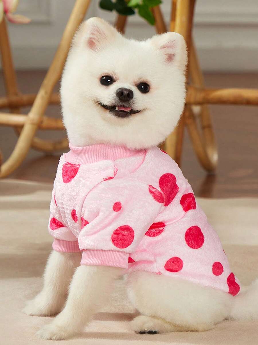 PETSIN 情人節1入組心形圖案寵物衛衣,適用於貓狗 - 彩色 - 查看 1