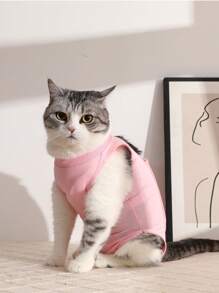 1pc Plain Pet Recovery Suit For Dog And Cat For Prevent Licking - Pink - View 1