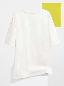 Zhen Liu 人像圖案落肩T恤 - 白色 - 查看 2