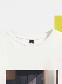 Zhen Liu 人像圖案落肩T恤 - 白色 - 查看 3