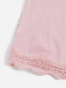 SHEIN Girlism Áo ba lỗ ren trơn đơn sắc dễ thương cho bé gái tuổi teen - Màu Hồng baby - Xem 4