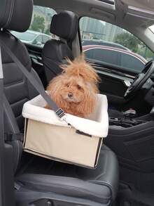 1 pieza felpa de mascota asiento de coche para gatos & perros - Beis - Ver 5