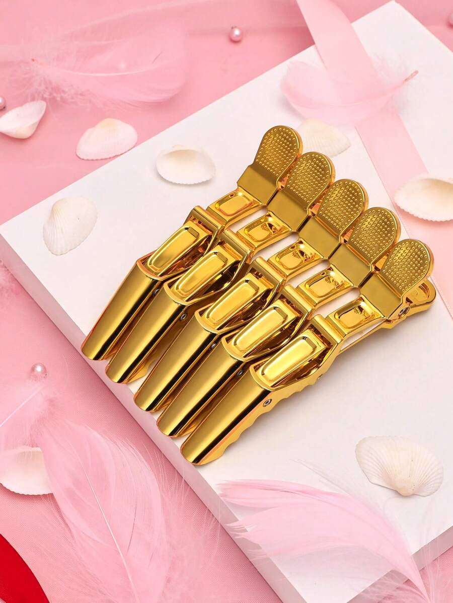 5pcs Plating Hair Salon Clip - Gold - View 1