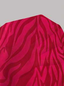 SHEIN LUNE 大碼滿版印花前紐扣襯衫 - 玫紅色 - 查看 5