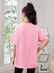 SHEIN Tops con gái Hoa Lá thư Giải trí - Màu Hồng baby - Xem 2