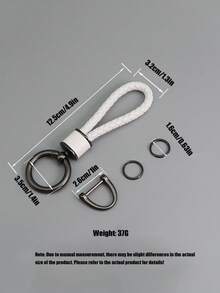 1pc PU Leather Keychain Lanyard, Handmade Fashion Accessory, Creative Braided Cord Car Key Chain - Black - View 3